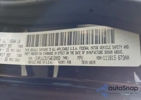 2015 Jeep Cherokee Latitude z USA, uszkodzony, nr VIN 1C4PJLCS1FW612093